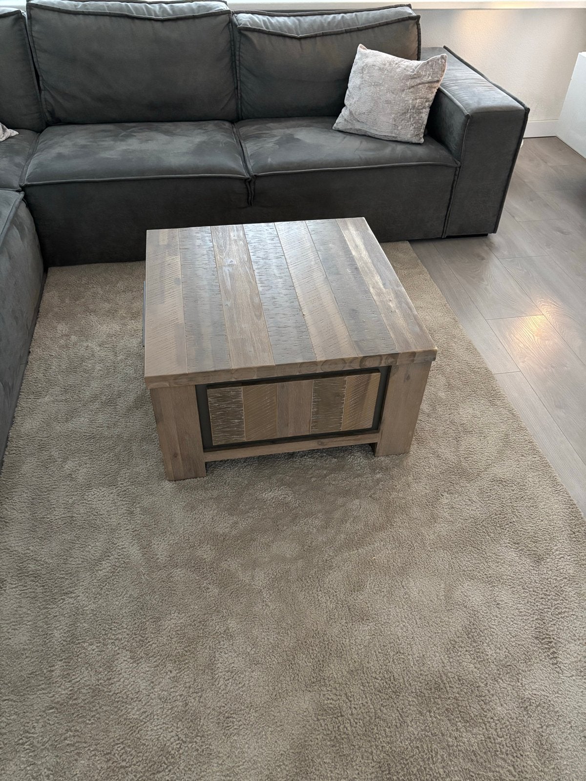 Robusto Salontafel/Bijzettafel - Hout - 2 Lades - 73x73 cm, Ophalen, Minder dan 45 cm, Gebruikt, Vierkant