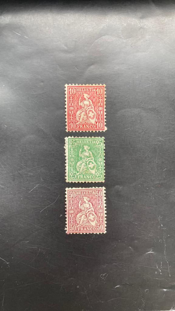 Helvetia 1867/1878 postzegels - 10c, 25c, 50c, Ophalen of Verzenden, Overige typen