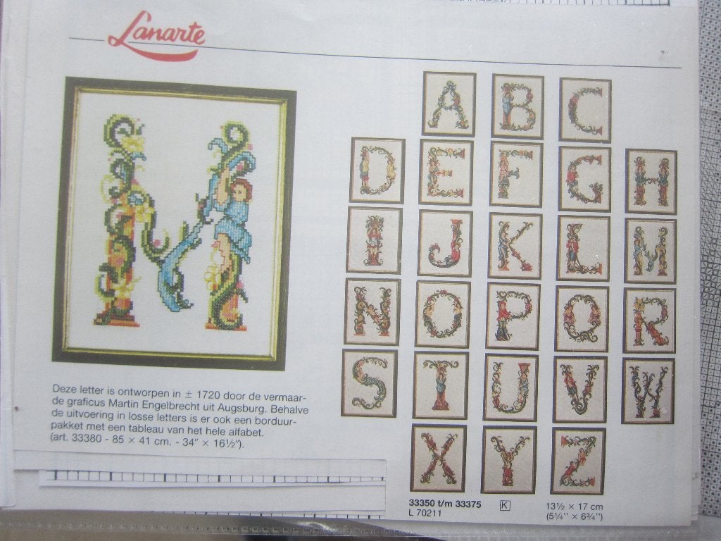 borduurpatroon lanarte letters Martin Engelbrecht zeer mooi, Hobby en Vrije tijd, Borduren en Borduurmachines, Ophalen of Verzenden