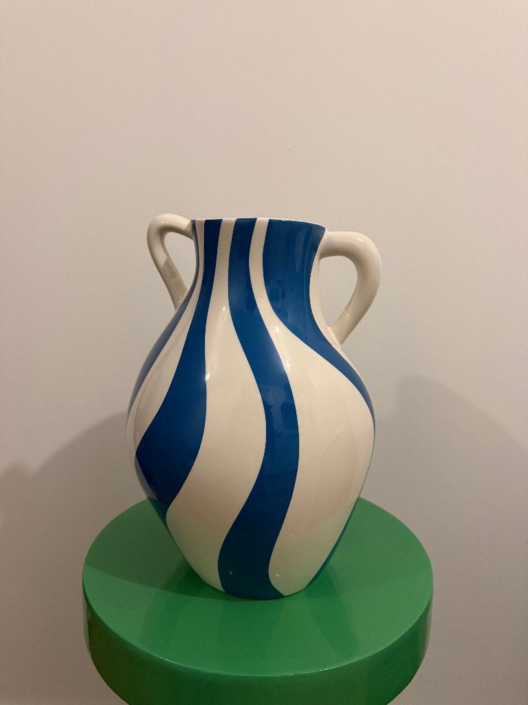 Parra x Case Studyo – The Wonky Vase Stripes 2023, Ophalen of Verzenden, Vaas, Blauw, Steen/keramiek
