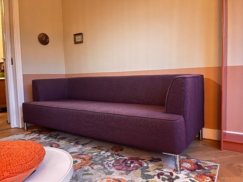 Moderne Montel 3-zits paarse bank, Huis en Inrichting, Ophalen, Gebruikt, Driepersoons, 75 tot 100 cm