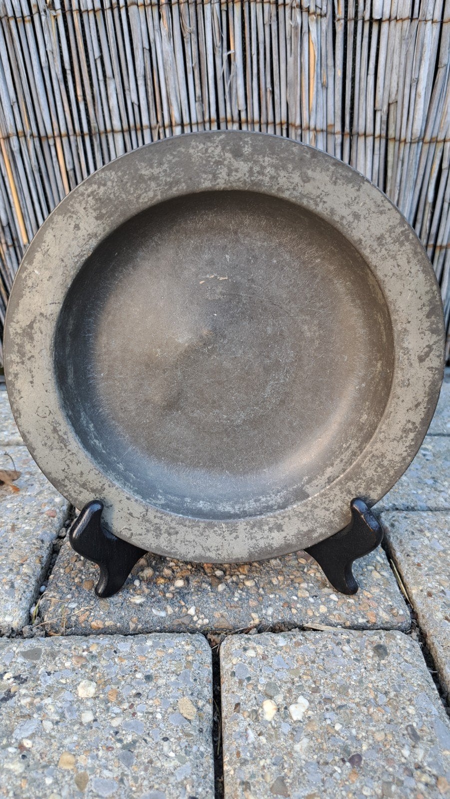Antiek tinnen bord met standaard, Antiek en Kunst, Antiek | Tin, Ophalen of Verzenden