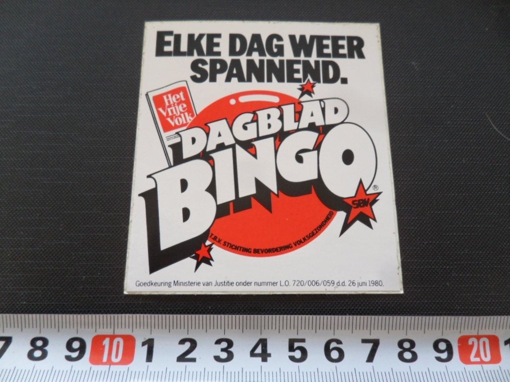 sticker Het Vrije Volk Dagblad Bingo, Ophalen, Zo goed als nieuw