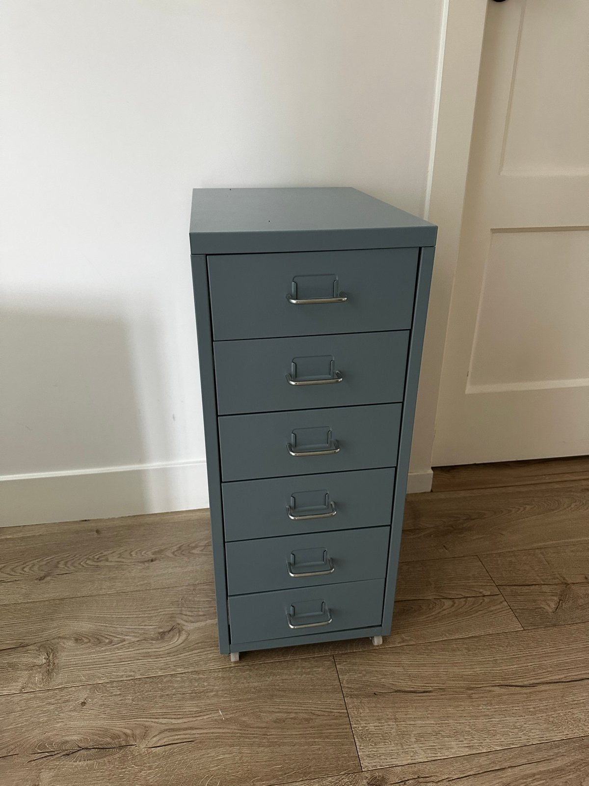 Ladenkastje met 6 lades - Grijsblauw, Ophalen, Minder dan 50 cm, Gebruikt, 5 laden of meer