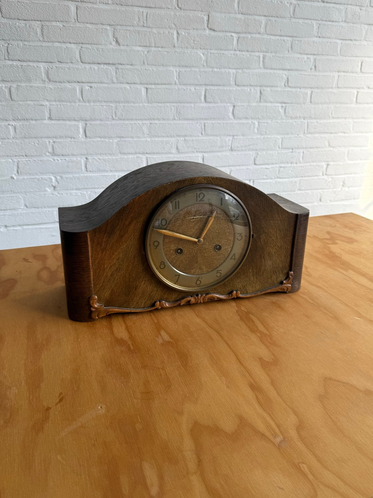 Antieke Schoorsteenklok - Klassieke Houten Mantelklok, Antiek en Kunst, Ophalen of Verzenden