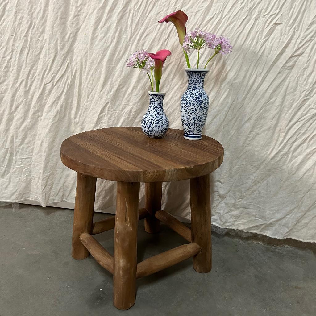 Krukje – Robuust teak - 40 cm - TTM Wonen, Huis en Inrichting, Krukjes, TTM Wonen, Meubels – (Perzische) Tapijten en Woonaccessoires