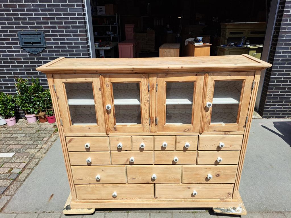 Oud grenen ladekast 15 lades refurbished, Huis en Inrichting, Kasten | Ladekasten, Ophalen, RoDeKo Volendam, Gebruikt, 5 laden of meer