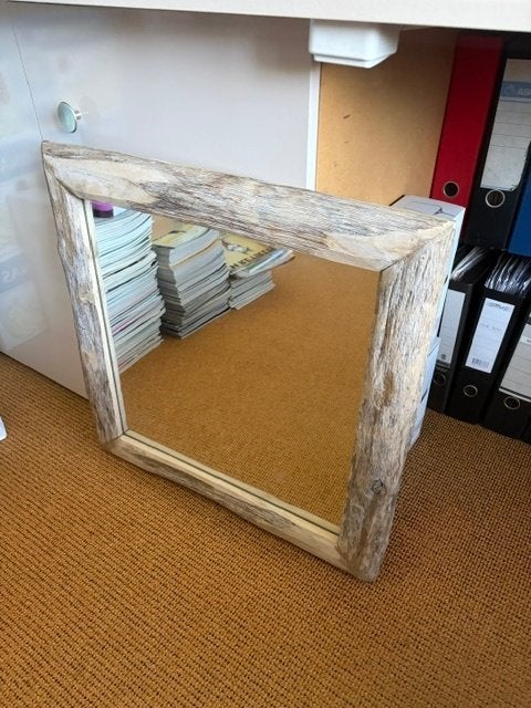 mooie  natuur houten  spiegel, Antiek en Kunst, Ophalen, Vierkant, 50 tot 100 cm, Minder dan 100 cm