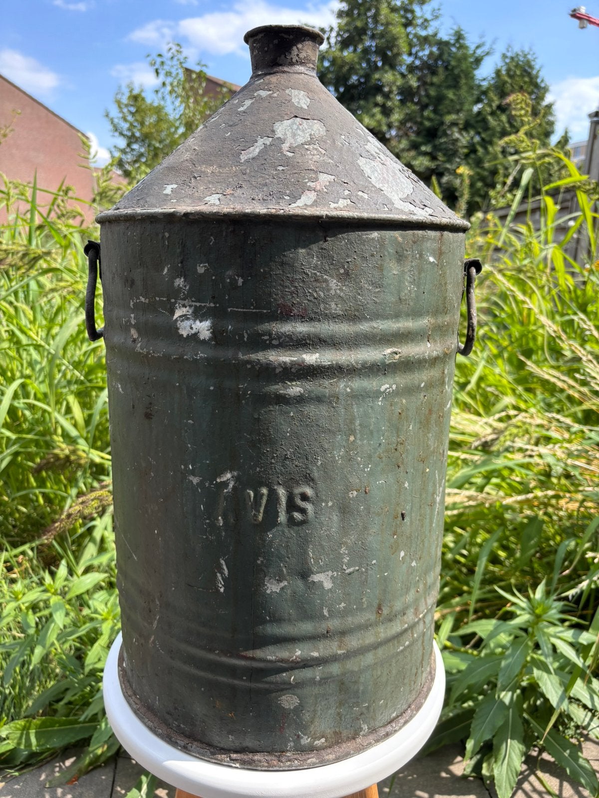 Vintage grijs olievat Avis, Ophalen of Verzenden, Huis en Inrichting