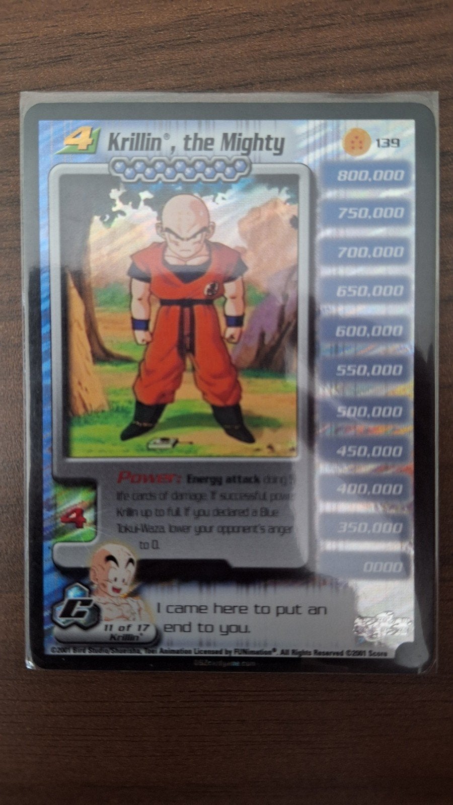Krillin personality foil Dragonball Z kaart DBZ, Ophalen of Verzenden, Gebruikt, Losse kaart, Foil