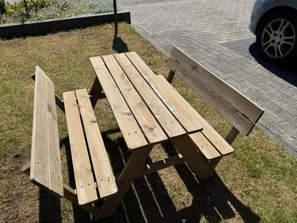 Houten picknicktafel voor kinderen, Tuin en Terras, Picknicktafels, Gebruikt, Rechthoekig, Hout, Ophalen