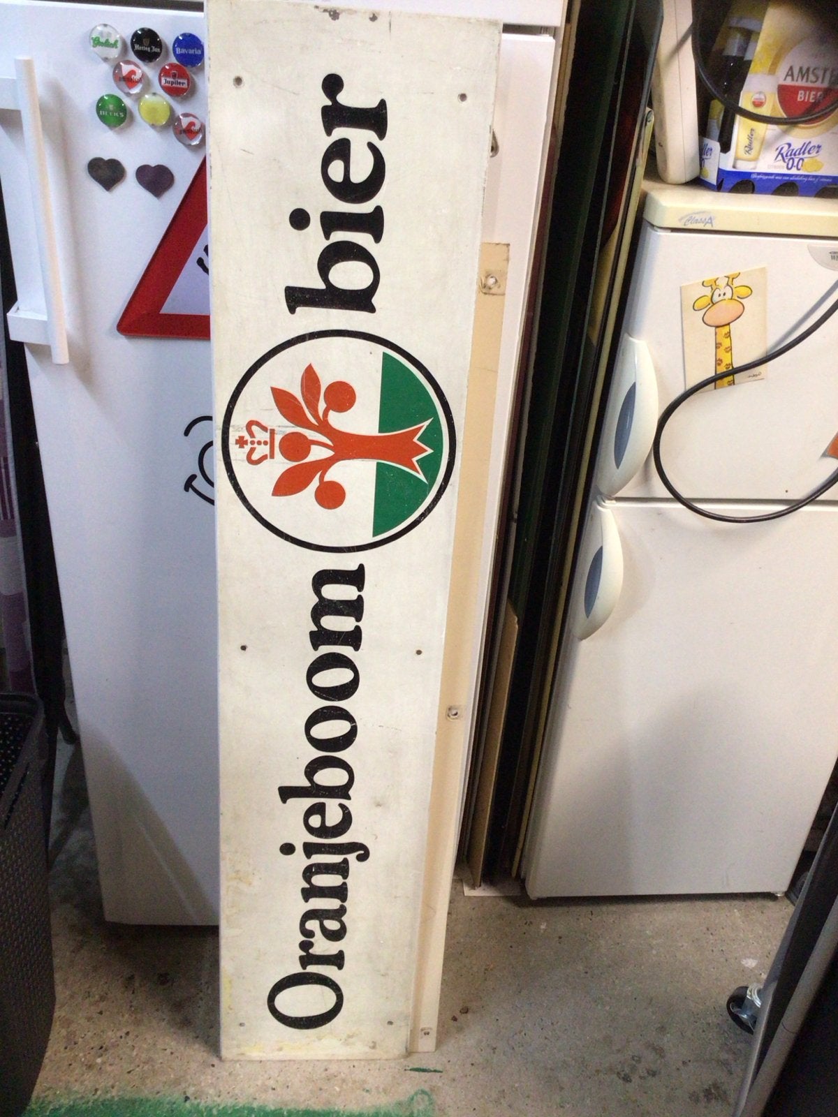 Vintage Oranjeboom Bier Reclamebord, Verzamelen, Ophalen, Gebruikt