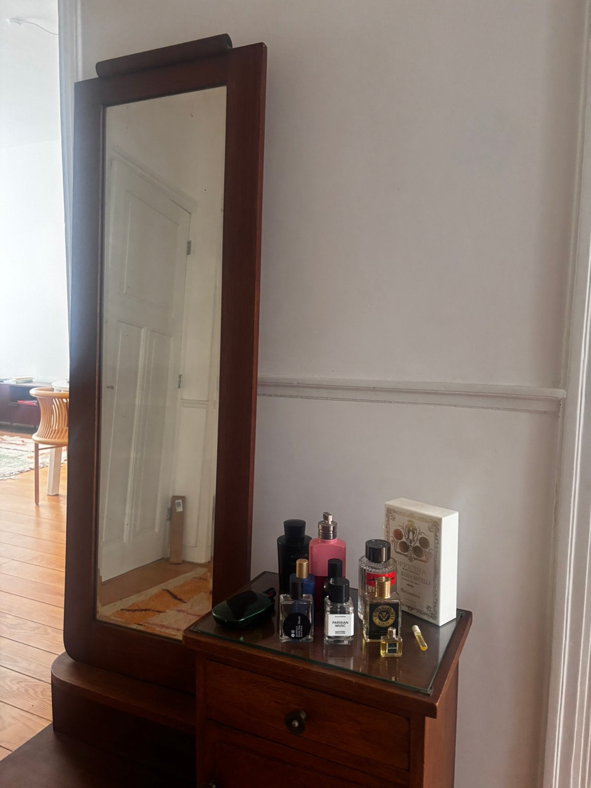 Art deco kaptafel met spiegel, eiken, jaren '20-'30, Antiek en Kunst, Ophalen, Rechthoekig
