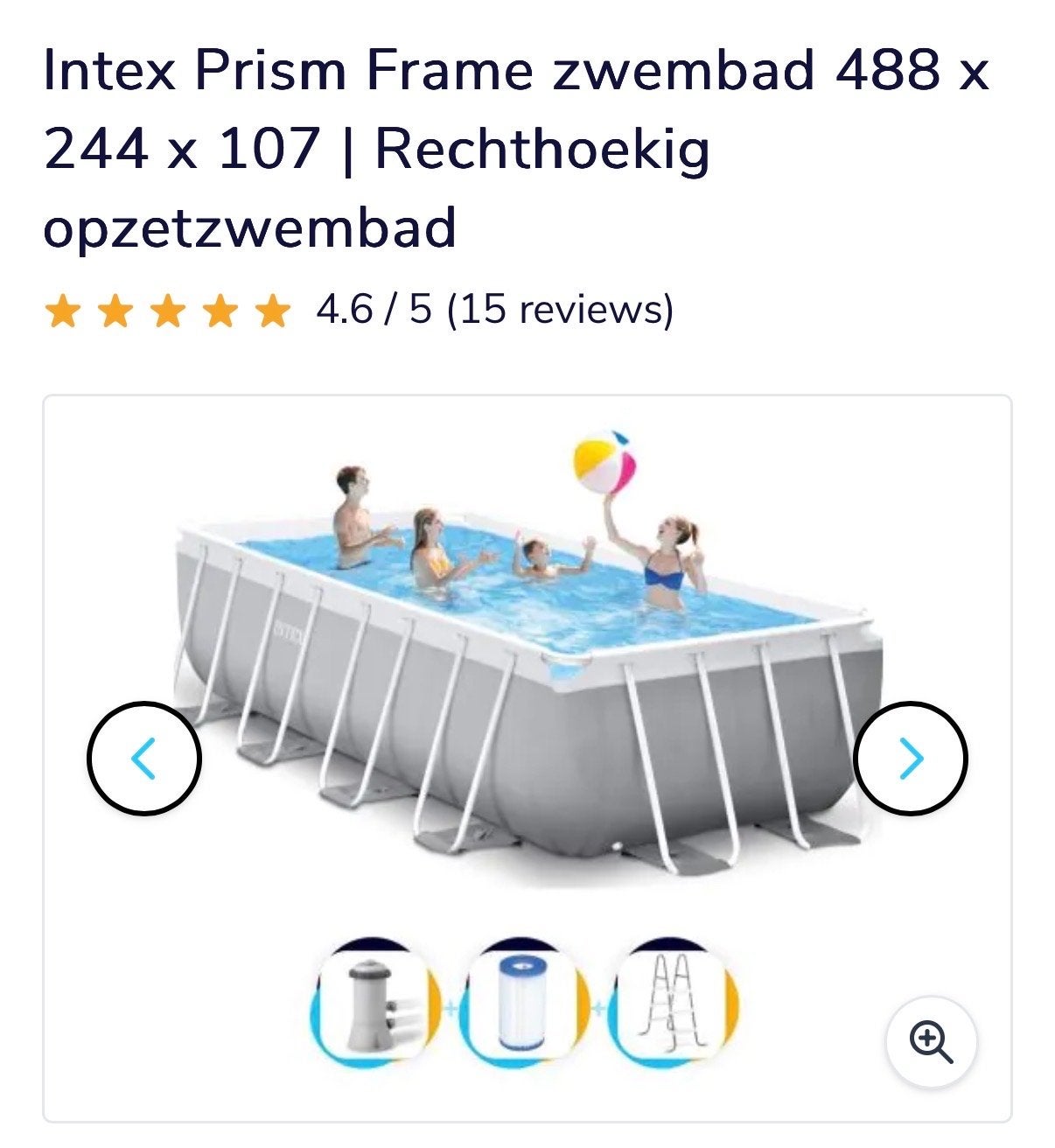 Intex Prism Frame Zwembad 488x244x107 cm, Ophalen, Gebruikt, 200 tot 300 cm, 80 tot 120 cm