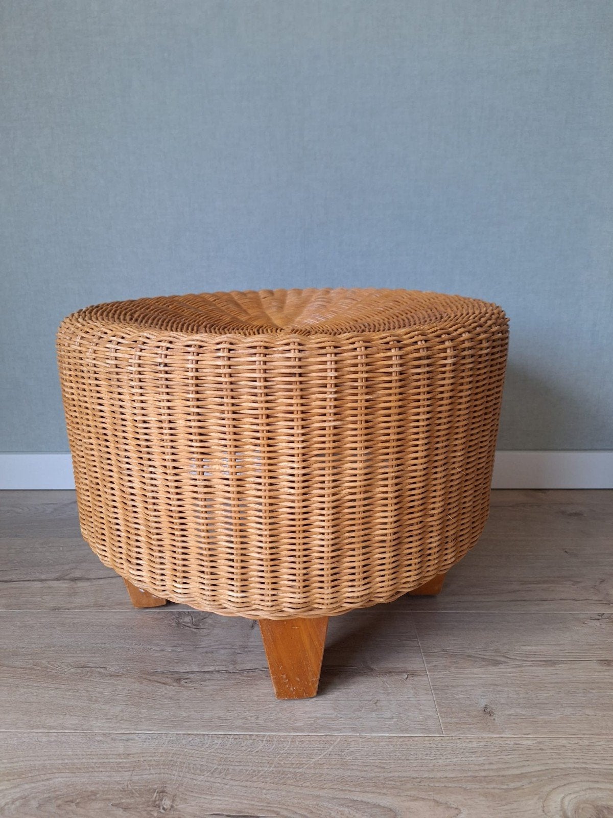 Rotan poef  - diameter 48 cm, Ophalen, Minder dan 50 cm, Rond, Riet of Rotan