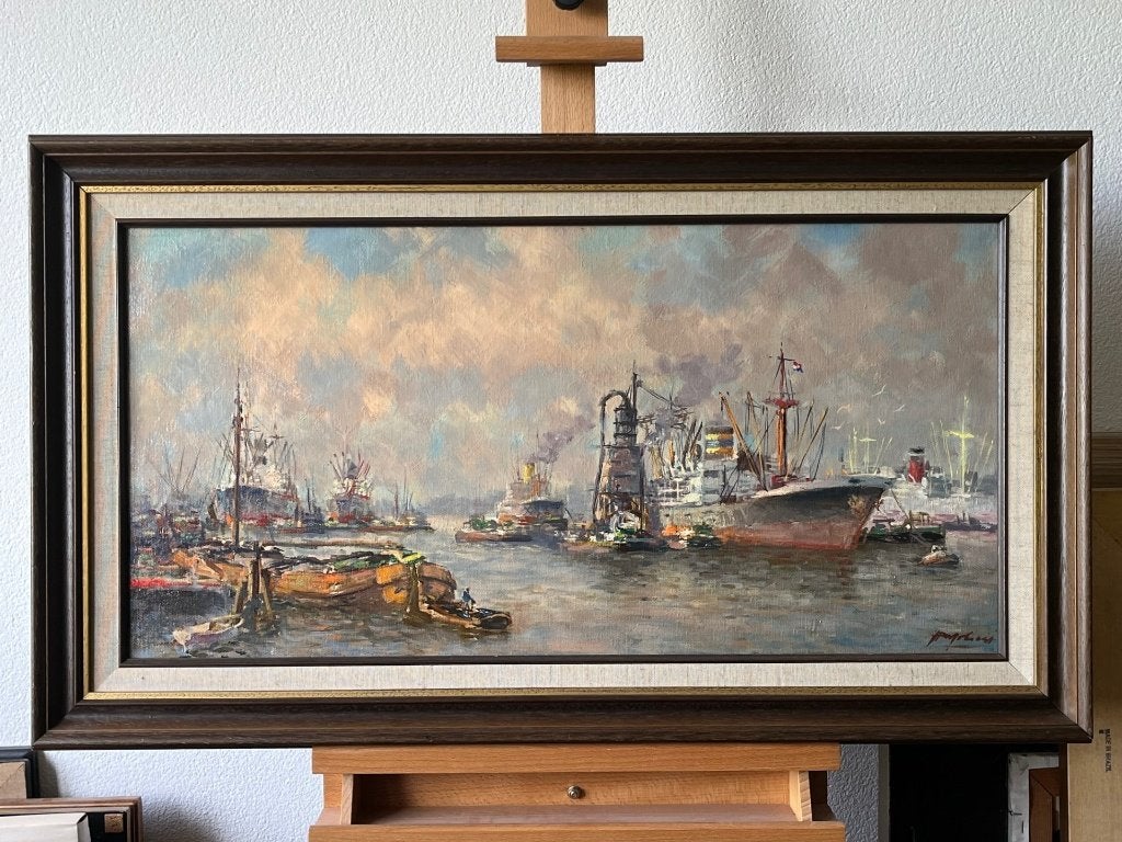 Joop Molenaar, Rotterdams havengezicht, Antiek en Kunst, Ophalen