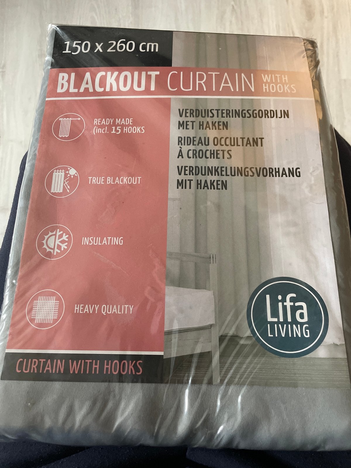 LIFA Living Verduisteringsgordijn met haken 150x260 cm, Inclusief montageonderdelen, LIFA Living, Nieuw, Ophalen of Verzenden