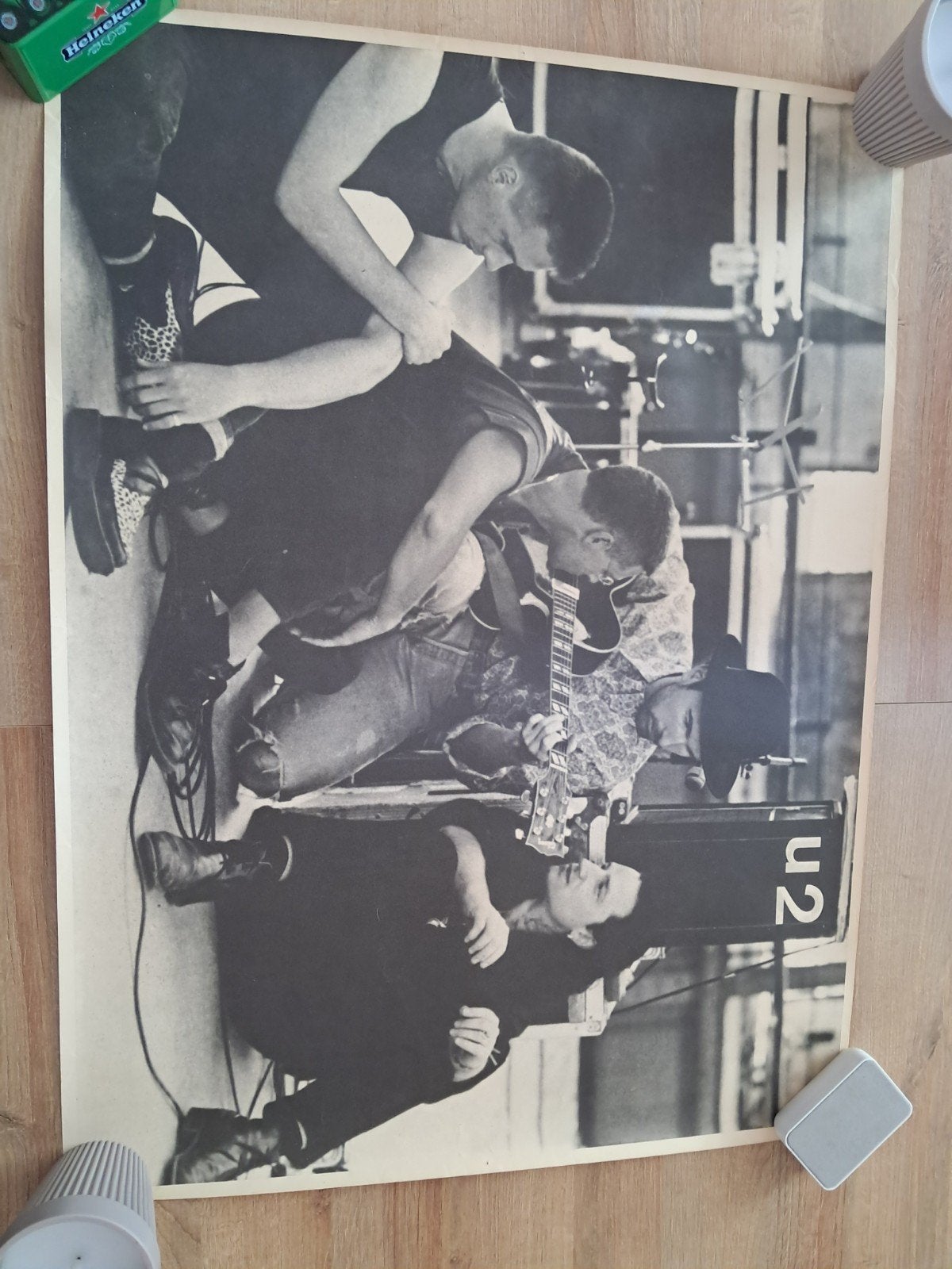 Vintage U2 Poster - Jaren '80 Muziek Poster, Verzamelen, Ophalen, Deurposter of groter, Muziek, Rechthoekig Staand