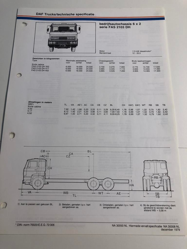 Folder technische specificatie DAF FAS 2100, Ophalen of Verzenden, Zo goed als nieuw, Overige merken