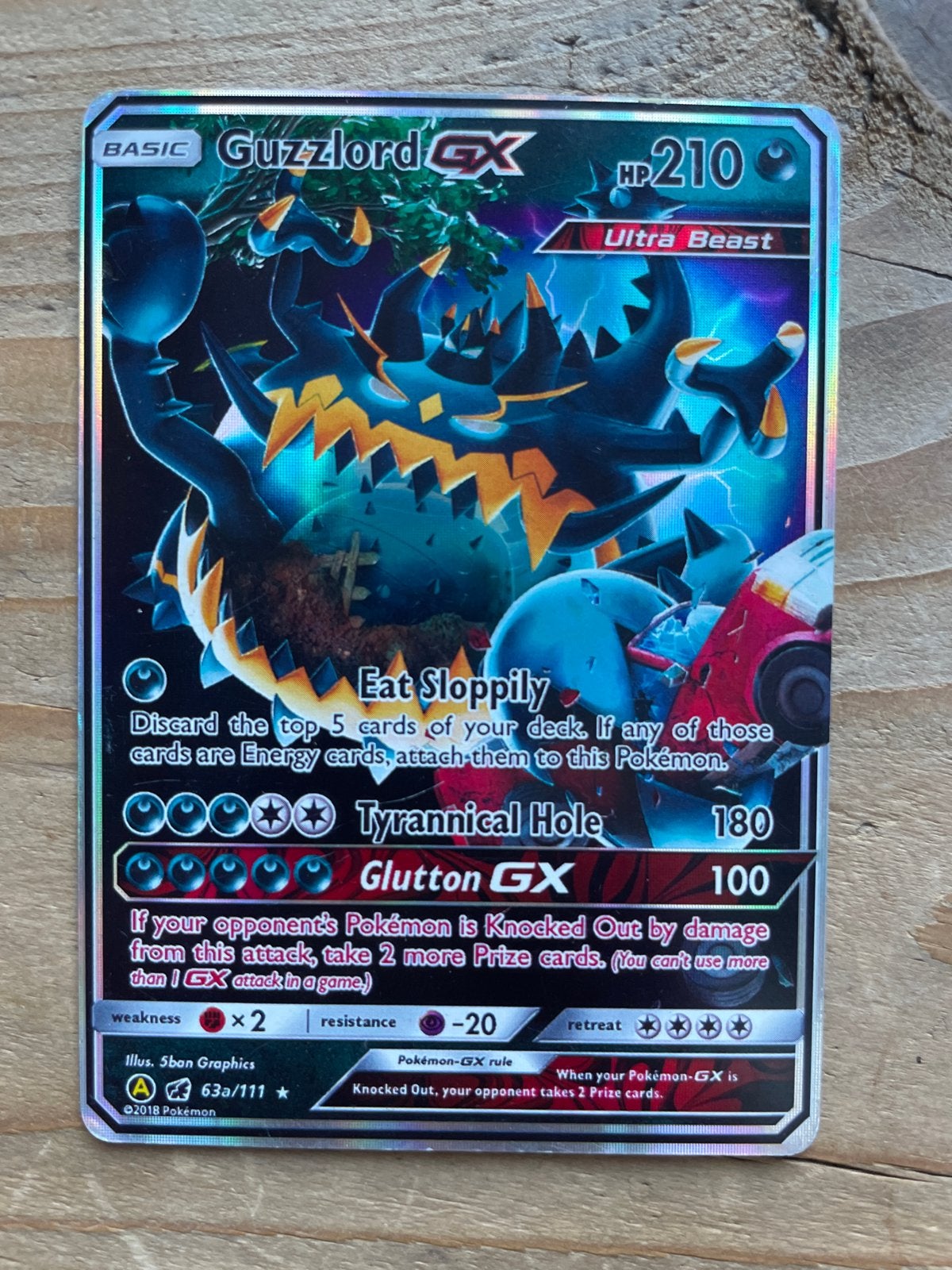 Guzzlord GX Pokémon Kaart - Ultra Beast, Ophalen of Verzenden, Gebruikt, Losse kaart, Foil