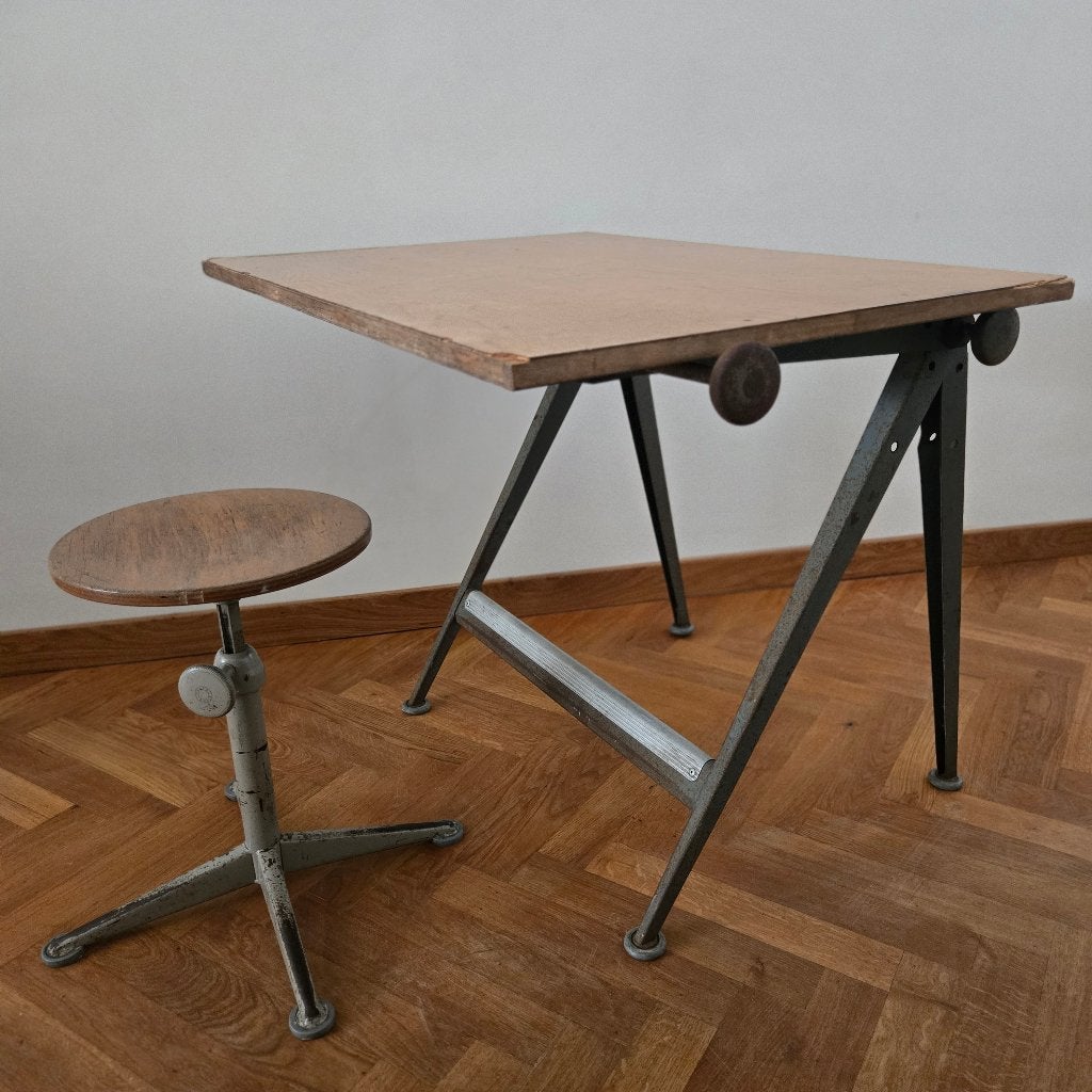 Reply tekentafel en bijpassende kruk - kramer/rietveld, Ophalen, Zit-sta bureau, Gebruikt, Metaal