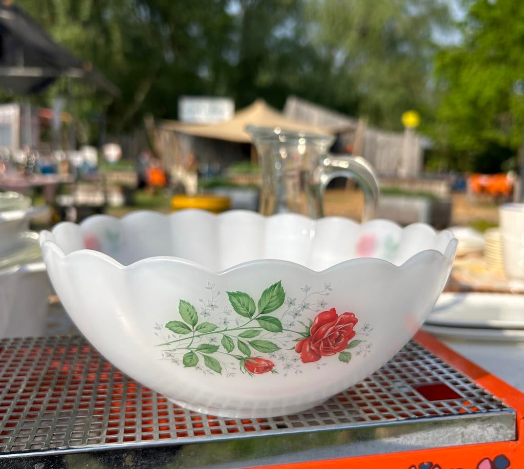 Vintage Arcopal Rozen Schaal - Melkglas, Ophalen of Verzenden