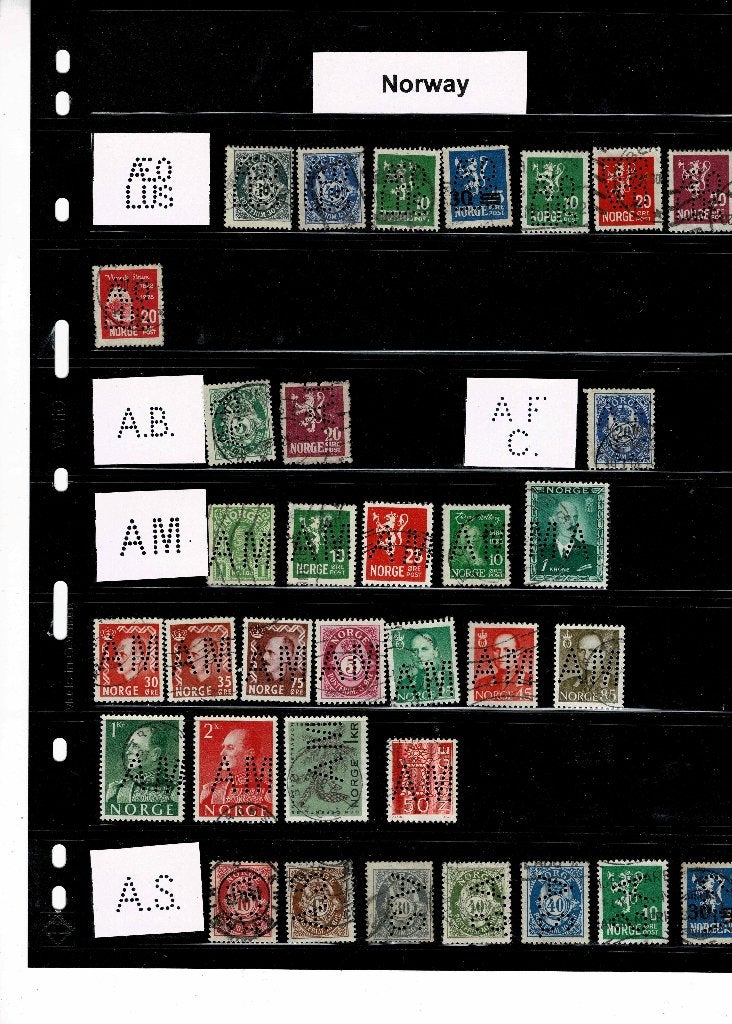 Perfins NOORWEGEN. Pracht collectie !, Verzenden, Noorwegen, Gestempeld