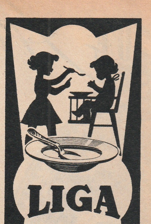 Retro reclame 1955 Liga Bergen op Zoom kindje kinderstoel, Verzenden, Overige typen