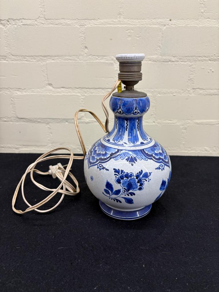 Antieke Delfts Blauwe Lampvoet - Handgeschilderd, Ophalen