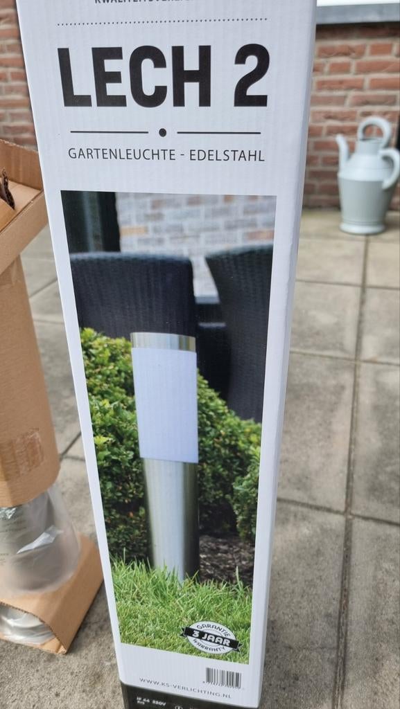 8x K&S Lech 2 Buitenlamp RVS - Nieuw in doos, Tuin en Terras, Buitenverlichting, Ophalen, Minder dan 50 watt, Nieuw, Netvoeding