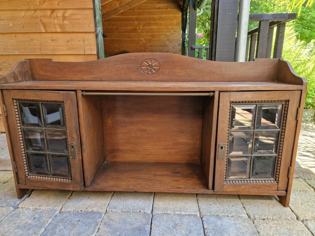 Vintage wandkast/hangkast met geslepen glas, Ophalen