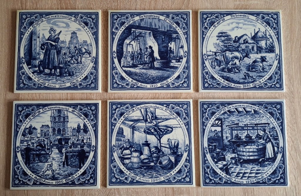 Delfts Blauw 8 Tegeltjes 15 cm x 15 cm, Antiek en Kunst, Antiek | Wandborden en Tegels, Ophalen