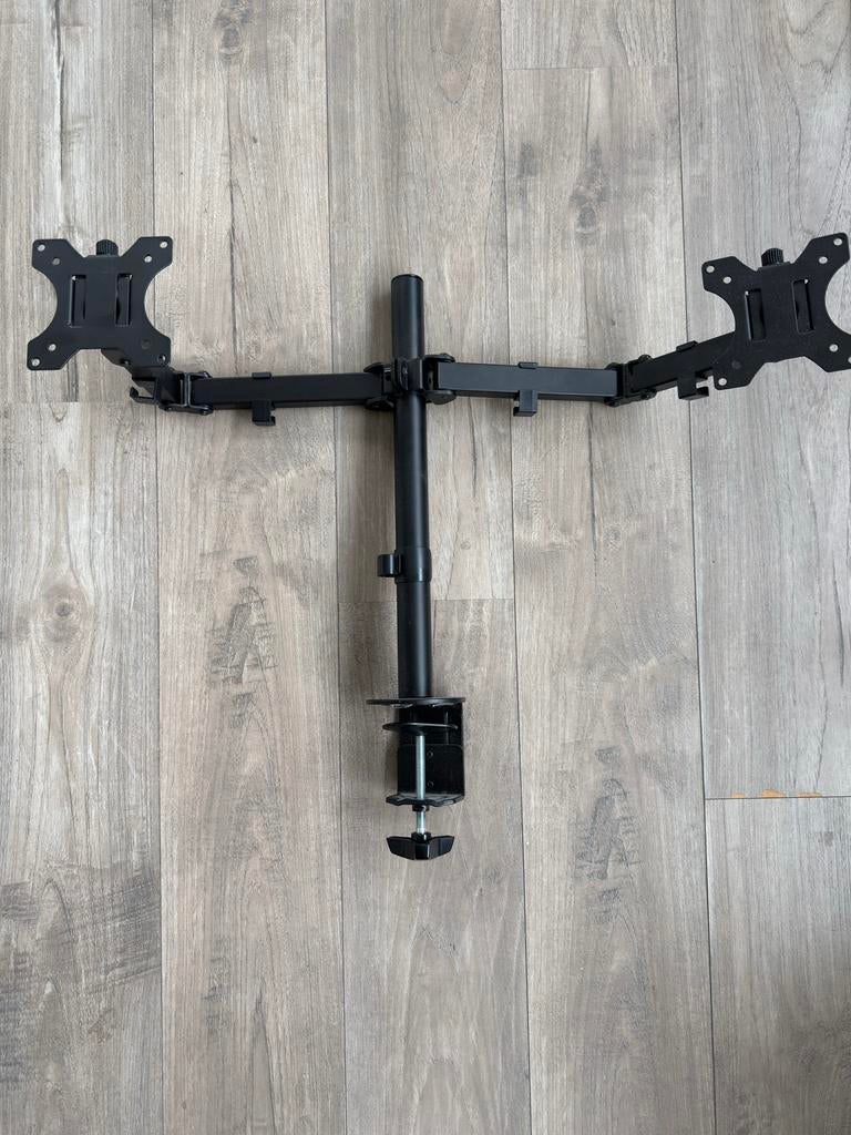 Deltako GAM-040 Dual Monitor Arm - Ergonomische Monitorstand, Computers en Software, Monitoren, Ophalen, Gebruikt, In hoogte verstelbaar