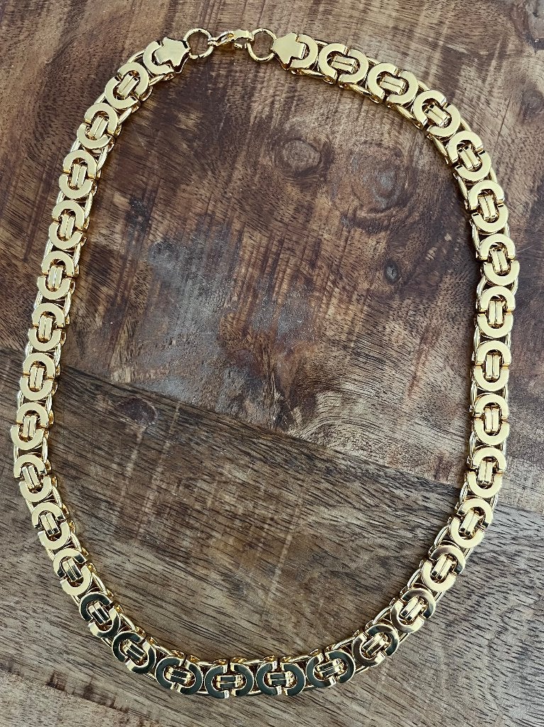 Armband Platte Koningsschakel 22 CM Goud Verguld -NIEUW-, Ophalen of Verzenden, Nieuw, Goud, Overige materialen