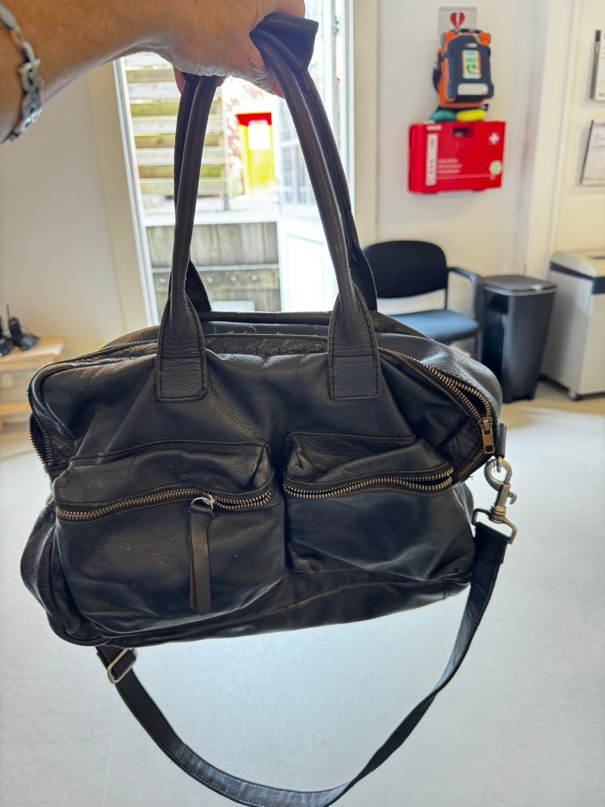 Cowboys Bag Leer Zwart, 40 tot 60 cm, 20 tot 30 cm, Zwart, Minder dan 35 cm