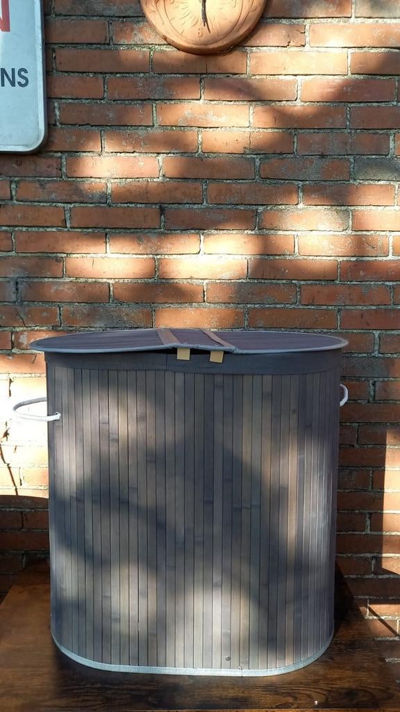 Bamboe Wasbox met Deksel en Handgrepen - Grijs, Witgoed en Apparatuur, Wasmachines, Ophalen of Verzenden, Nieuw, Minder dan 1200 toeren