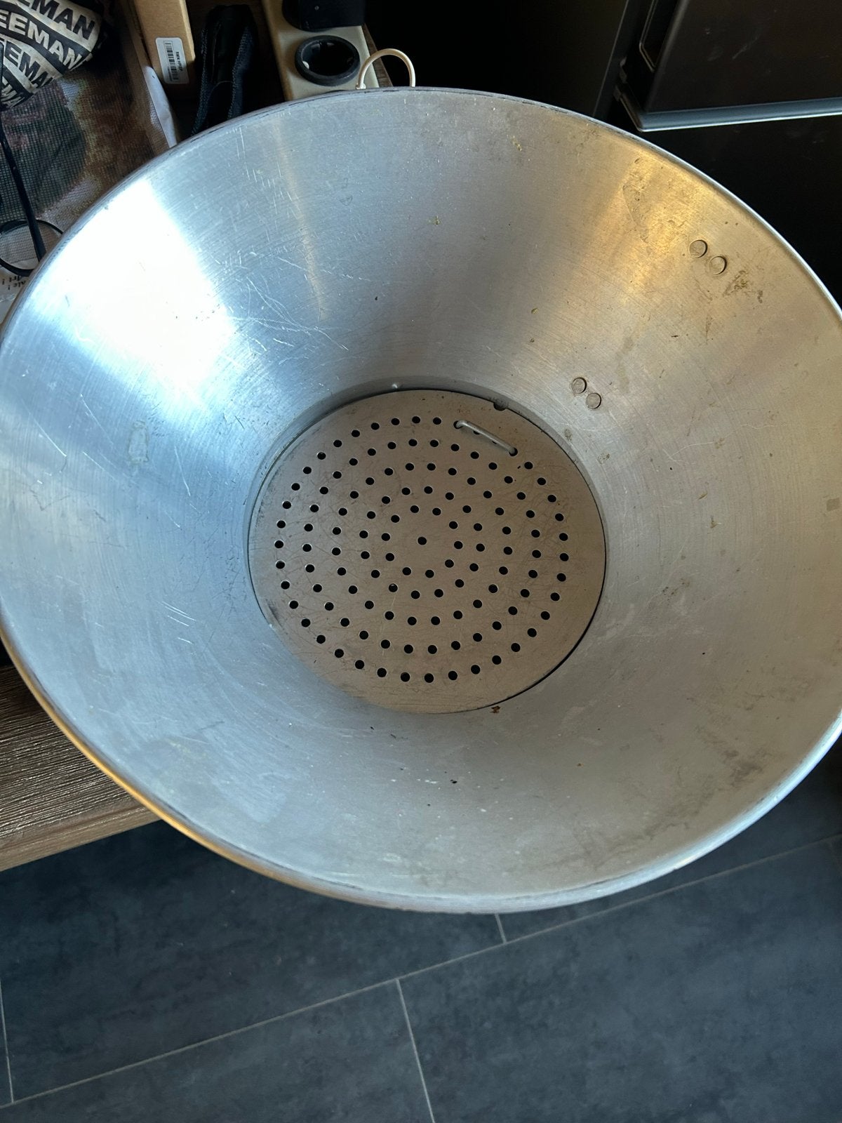 Grote aluminium vergiet/zeef voor de keuken, Ophalen, Zilver, Metaal, Overige merken