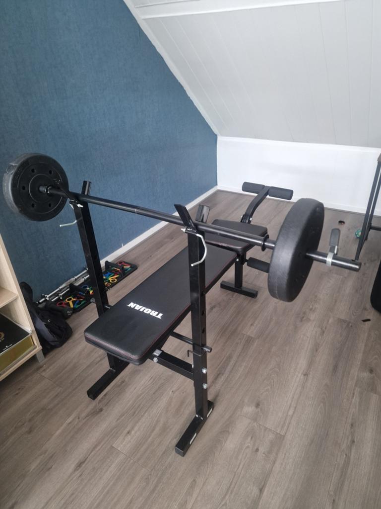 Halterbank inclusief gewichten, Ophalen of Verzenden, Zo goed als nieuw, Fitnessbank