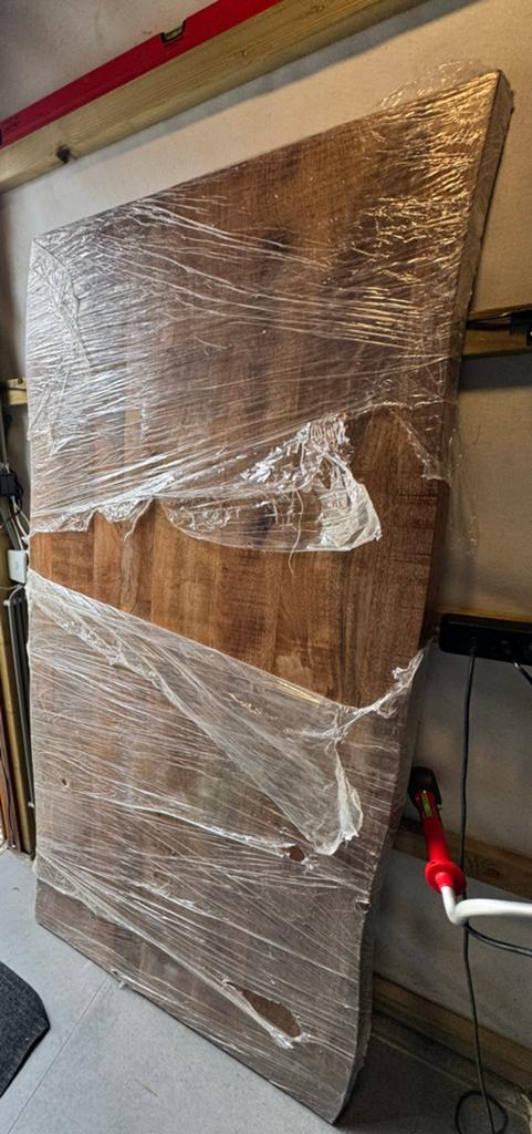 Goossens boomstam eikenblad tafel, Huis en Inrichting, Tafels | Eettafels, Eikenhout, 50 tot 100 cm, Zo goed als nieuw, Vijf personen of meer
