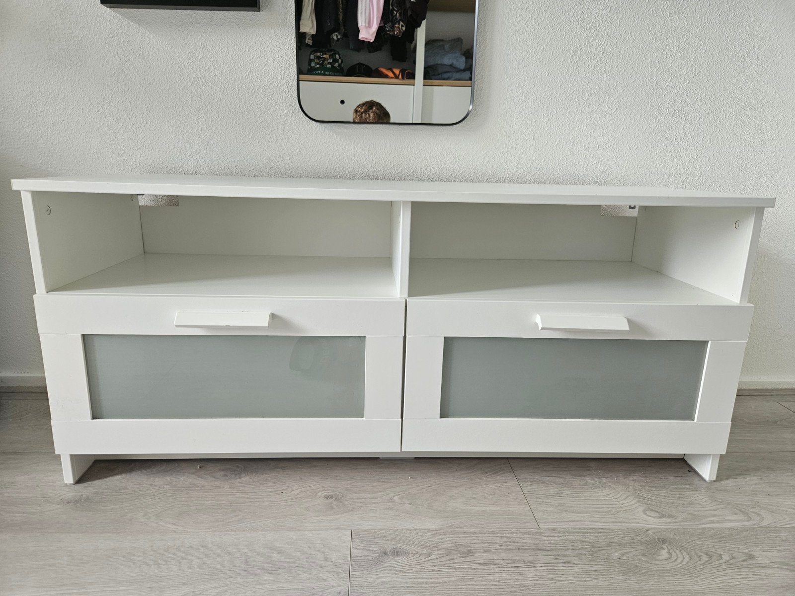 IKEA BRIMNES TV-meubel wit met lades, Ophalen, Gebruikt, 100 tot 150 cm, Modern, Scandinavisch