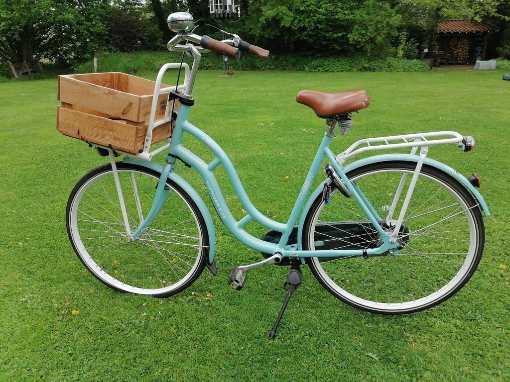 Sparta Pick-up damesfiets ZGAN met houten krat, Ophalen, Terugtraprem, Sparta, 50 tot 53 cm
