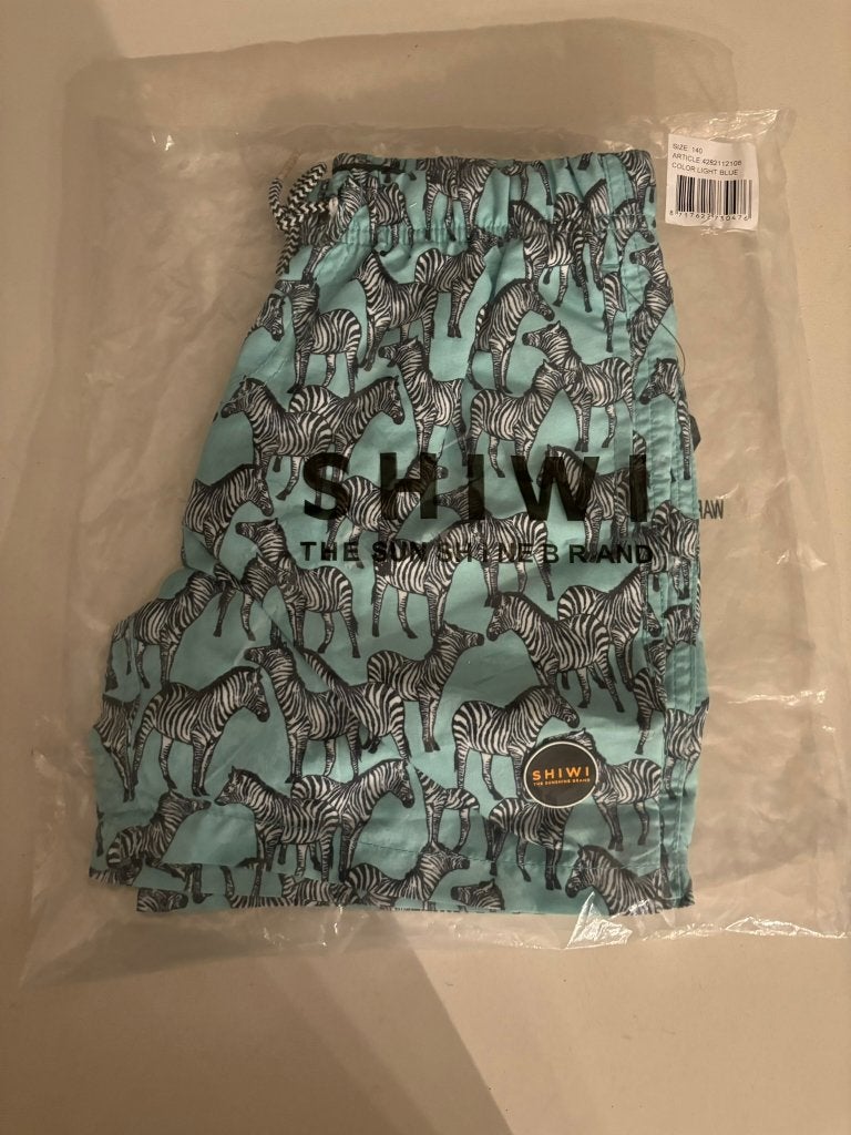 Shiwi zwembroek short lichtblauw zebra nieuw maat 140!, Kinderen en Baby's, Kinderkleding | Maat 140, Ophalen of Verzenden, Jongen