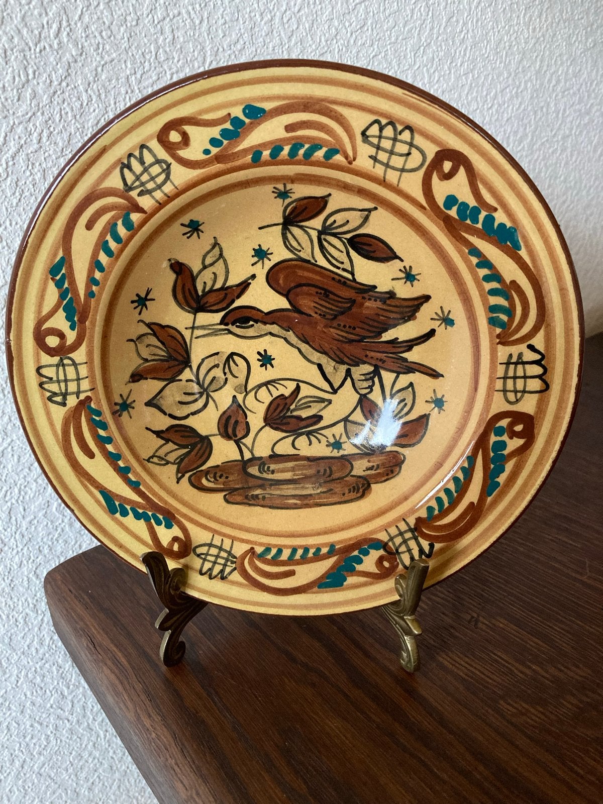 Vintage wandbord volkskunst Transsylvanië 19,5cm, Ophalen of Verzenden