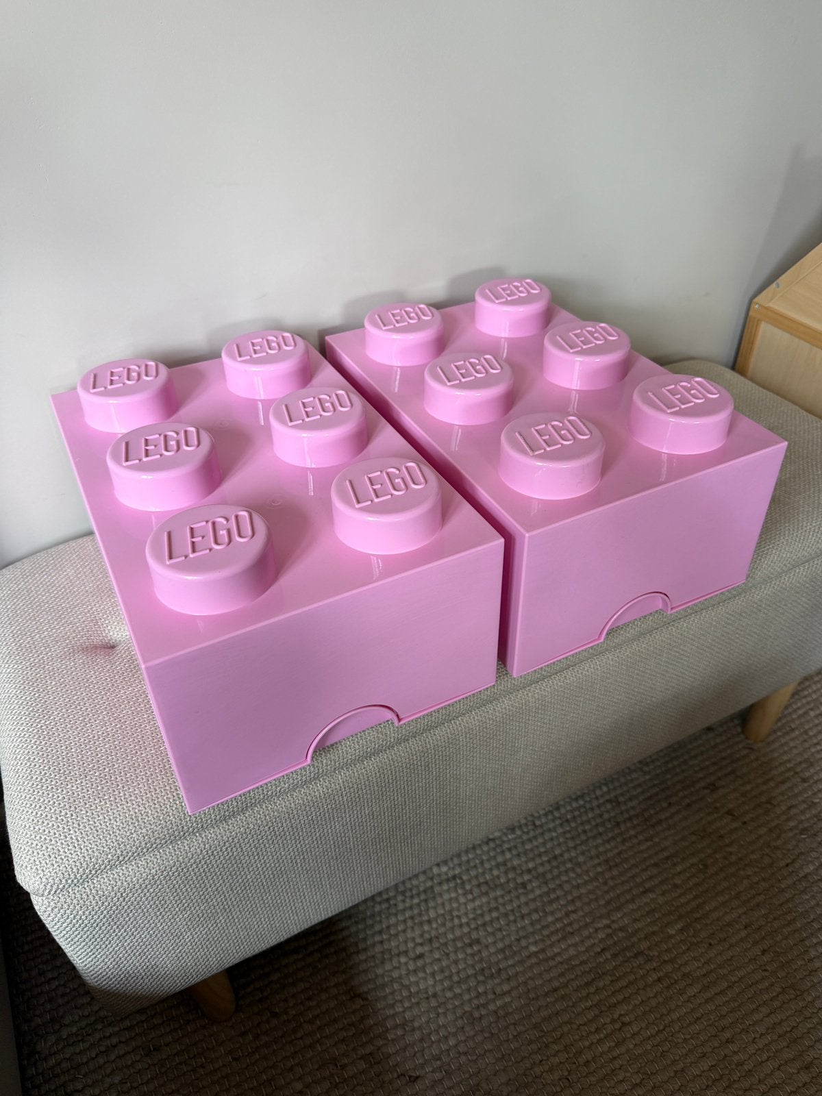 Set van 2 LEGO Storage Brick opbergbakken roze - stapelbaar, Kinderen en Baby's, Speelgoed | Duplo en Lego, Zo goed als nieuw