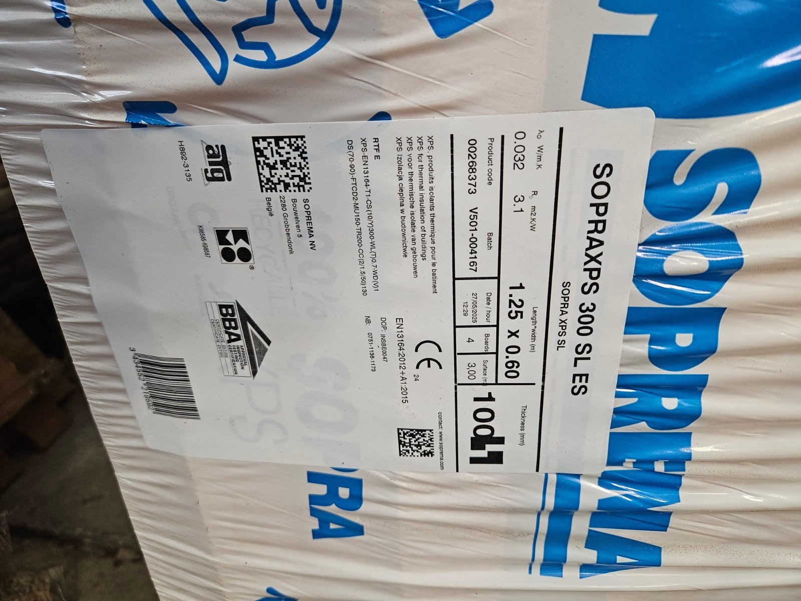 SOPRA XPS 10cm isolatieplaten 125x60cm (4 stuks), Ophalen of Verzenden, Gebruikt