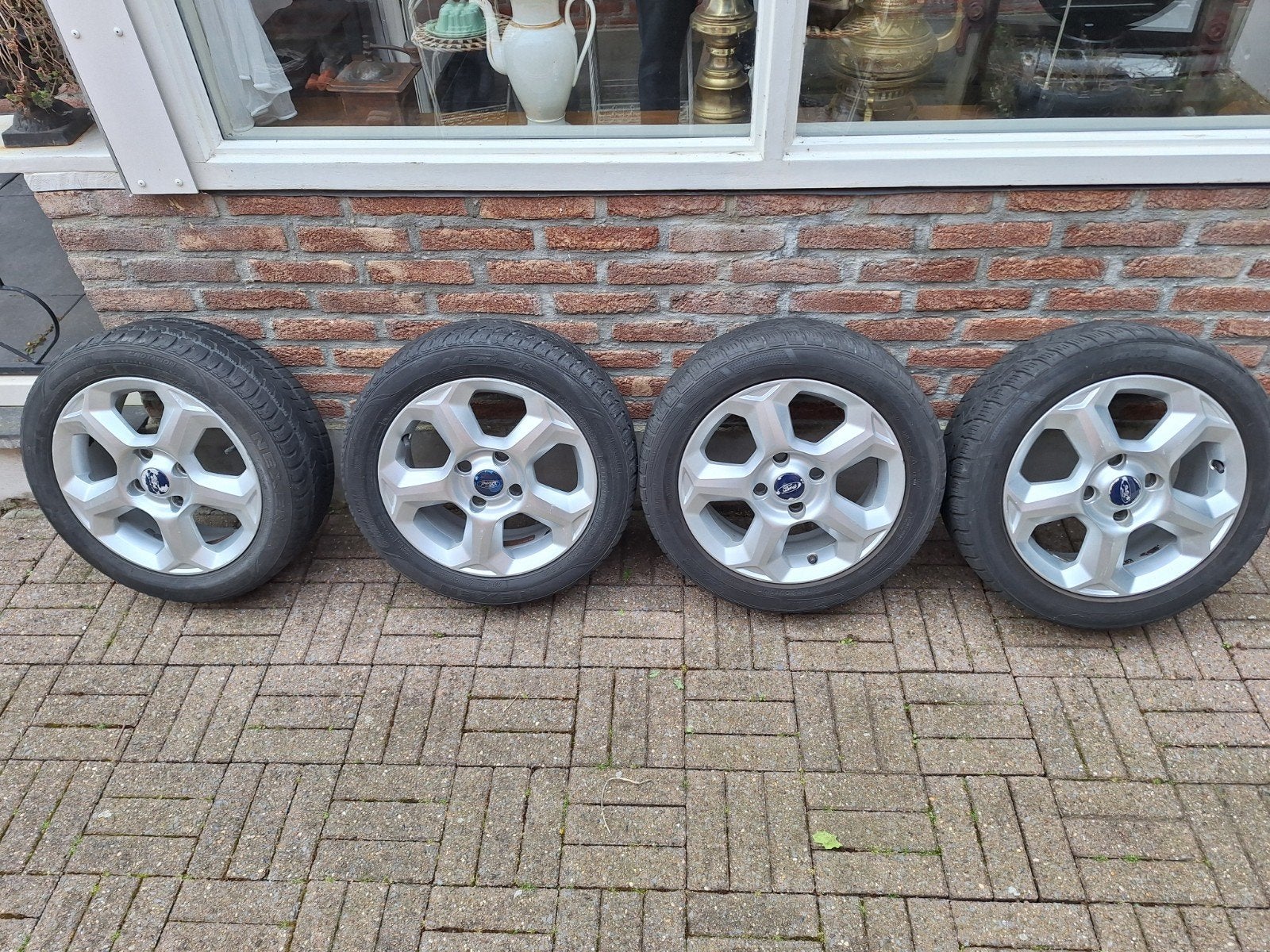 Set van 4x 195/50/15 banden en velgen 4x108, Gebruikt, 15 inch, Banden en Velgen, Ophalen of Verzenden