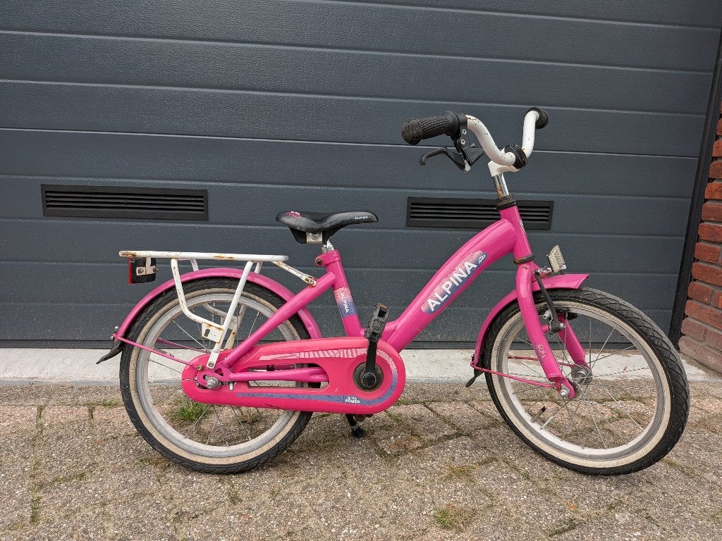 Kinderfiets roze, Ophalen, Terugtraprem, Gebruikt, Alpina