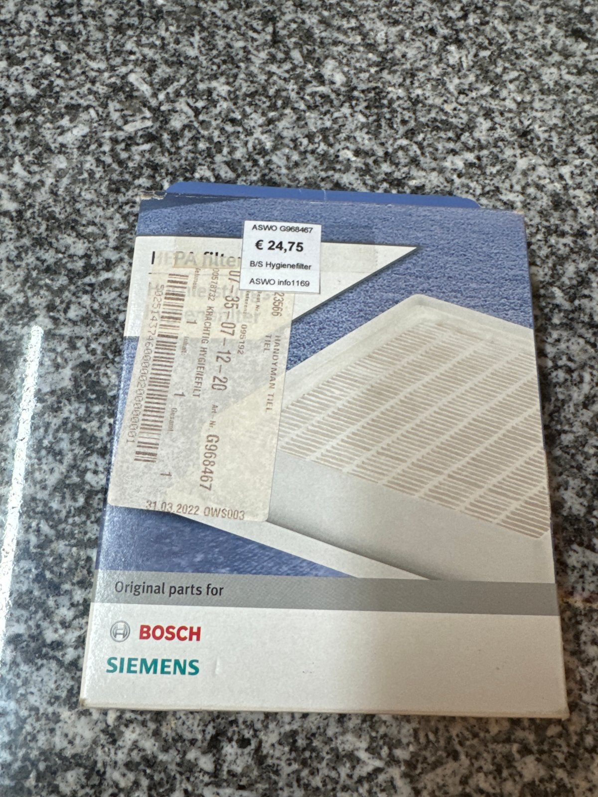 Bosch Siemens HEPA Hygiënefilter voor stofzuiger, Witgoed en Apparatuur, Bosch, Nieuw, Ophalen of Verzenden, Sledestofzuiger