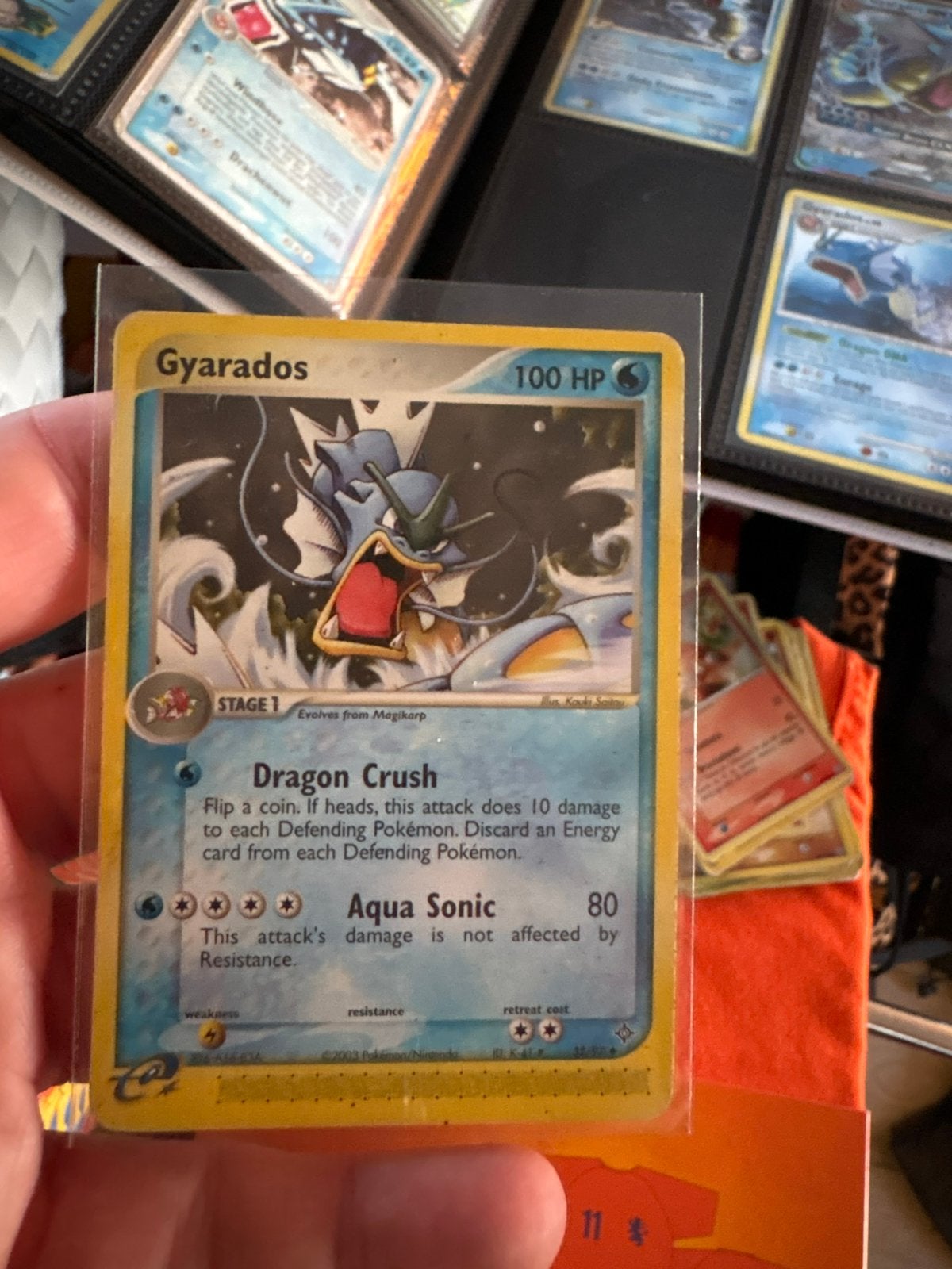 Gyarados dragon, Ophalen of Verzenden, Zo goed als nieuw, Meerdere kaarten, Foil