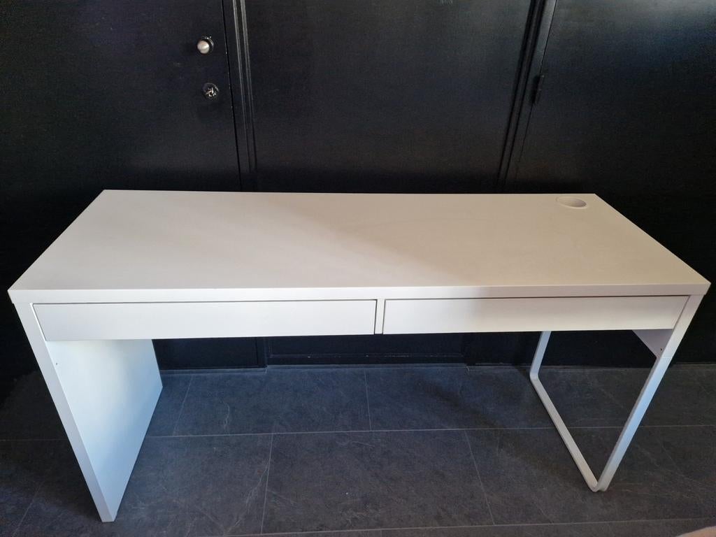 Witte kaptafel/bureau met 2 lades - 142x50x75 cm, Ophalen, Gebruikt, 100 tot 150 cm, Minder dan 100 cm